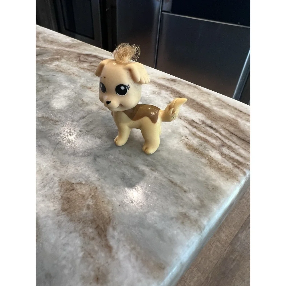 Polly Pocket Beige Puppy Dog With Hair Toy Figure